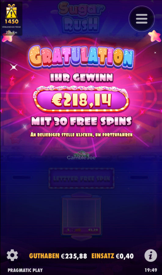 Sugar Rush: Win factor: 545x