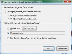 Twitter Bug öffnet Downloadfenster