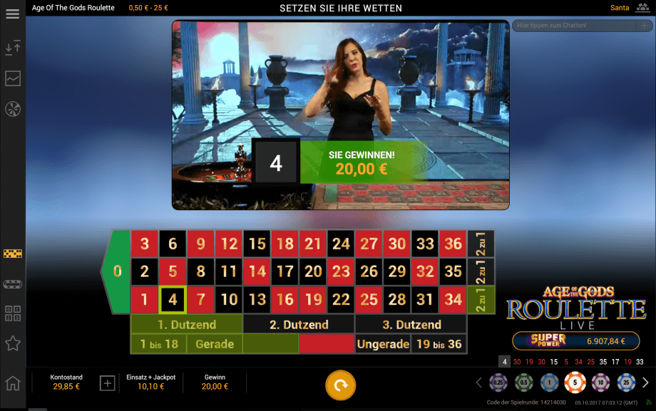 Mein erster Gewinn beim Age of Gods Live Roulette