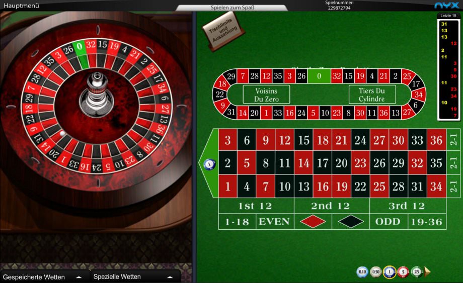 Das Tischspiel European Roulette von Amaya