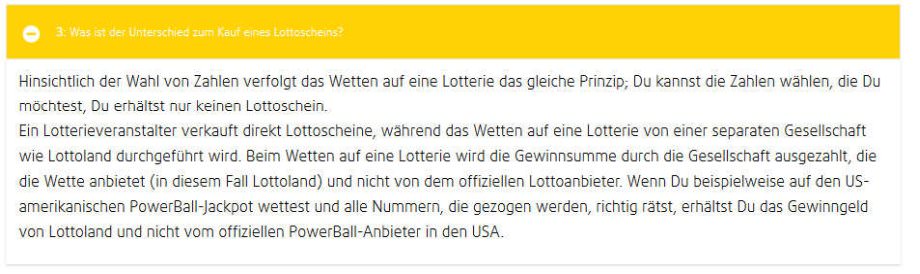 Lottoland FAQ mit Hinweise auf das Zweitlotterie System