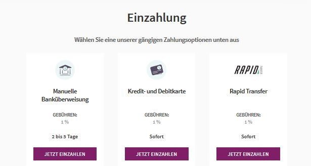 Die Einzahlungsoptionen bei Skrill