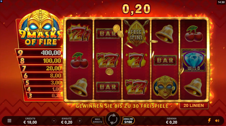 9 Masks of Fire von Microgaming