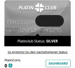 Die Silver Card beim Platincasino