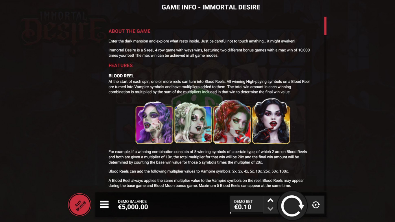 Immortal Desire Slot, Review + Play Demo