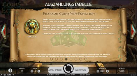 Pharaoh Coins Win Funktion