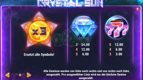 Hohe Gewinnsymbole bei Crystal Sun