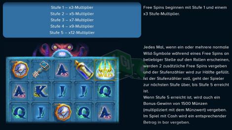 Die Multiplikator-Stufen in den Freespins bei Ocean's Treasure