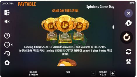 Game Day Free Spins