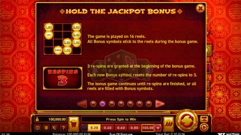 Hold The Jackpot Bonus