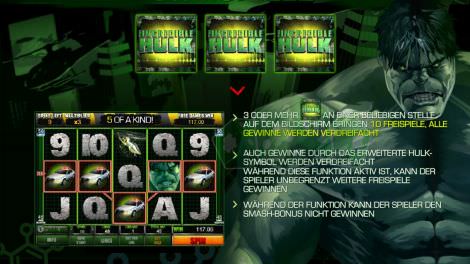 Freispiele bei The Incredible Hulk von Playtech