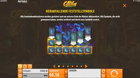 Herabfallende Feststellsymbole