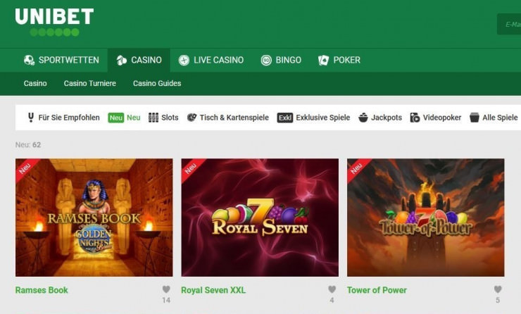 Unibet bietet Bally Wulff/GAMOMAT Slots