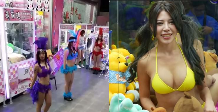 Bikini-Models in Greifautomaten: Spielhalleneröffnung in Taiwan