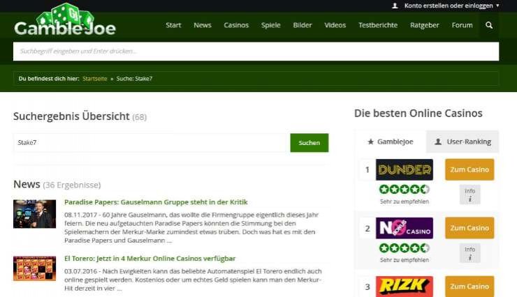 Neue Entwicklung auf GambleJoe - es gibt eine Suchfunktion