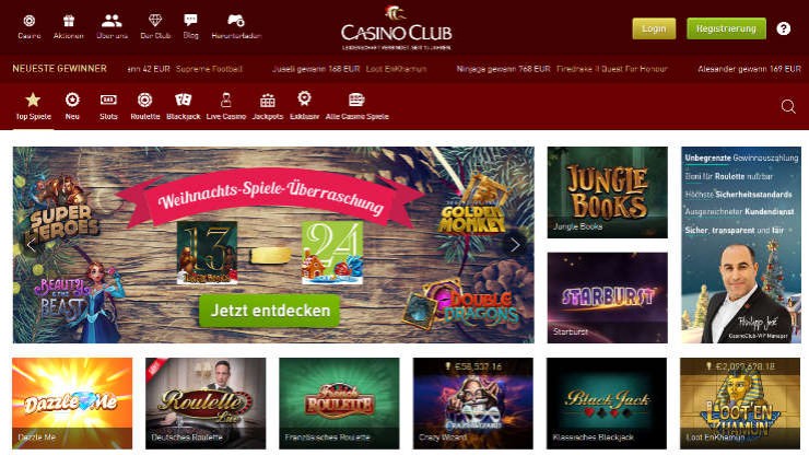 Neues Design und größeres Angebot bei CasinoClub