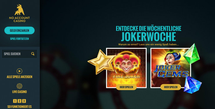 Das neue Casino auf GambleJoe: No Account Casino im Kurztest