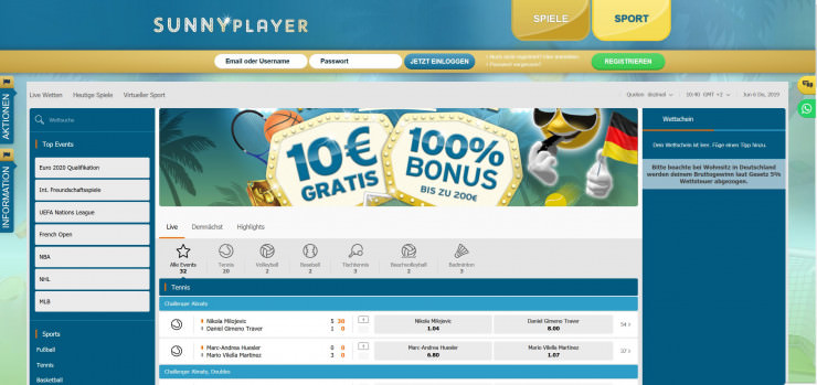 Neu: Sunnyplayer bietet Sportwetten wie sunmaker