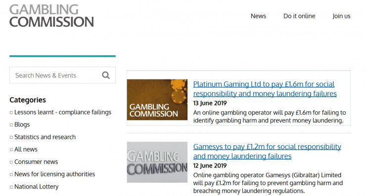 UK Gambling Commission: Strafen gegen Platinum Gaming und Gamesys